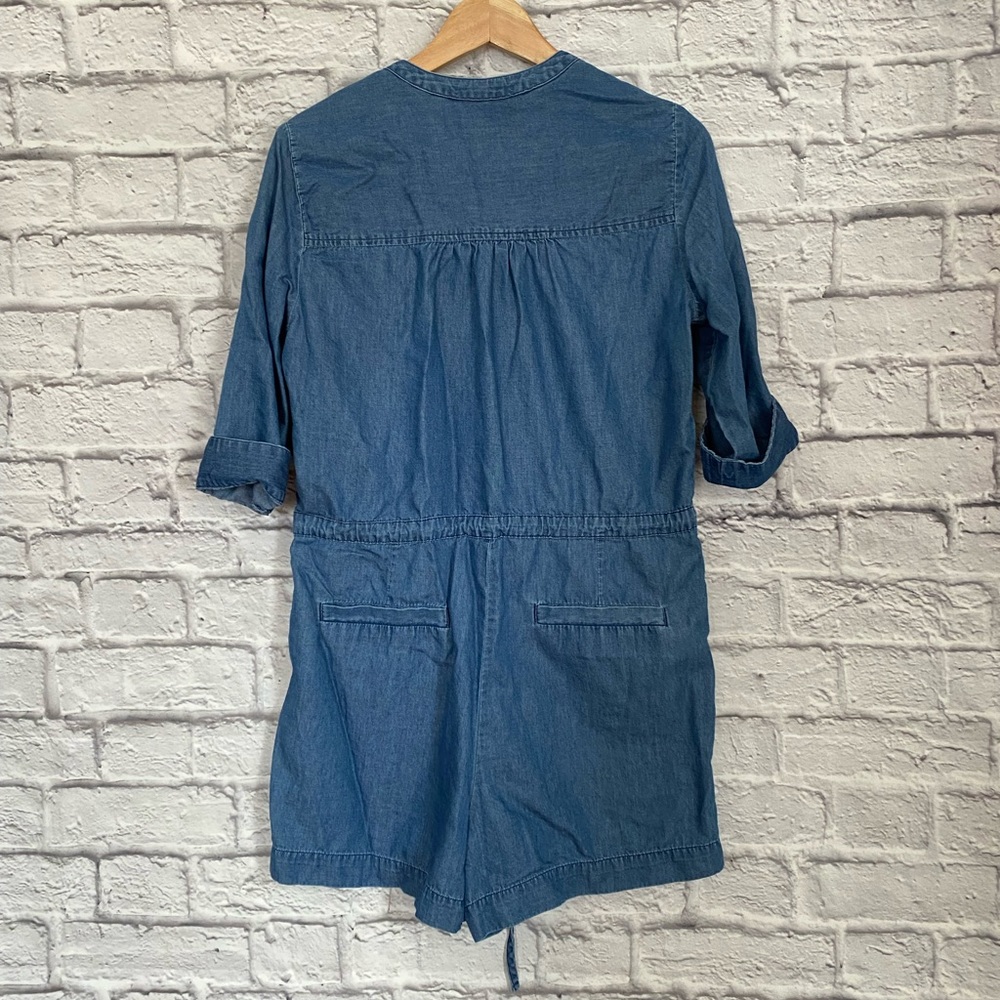 Express Chambray Button-Up Cinched Waist Romper. … - image 2